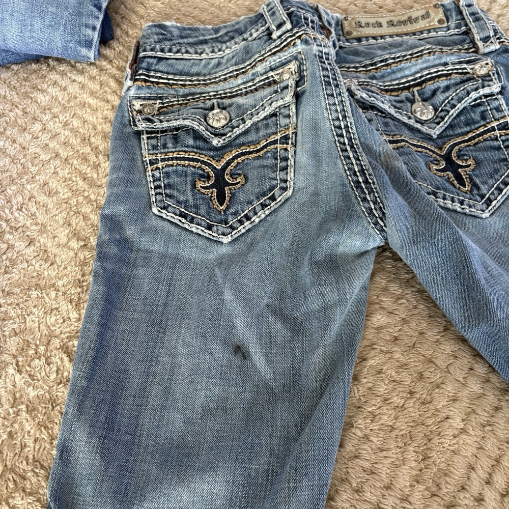 Rock Revival Jeans Size 26 Women's Anja Boot Denim Rhinestones Distressed Blue - Picture 15 of 15